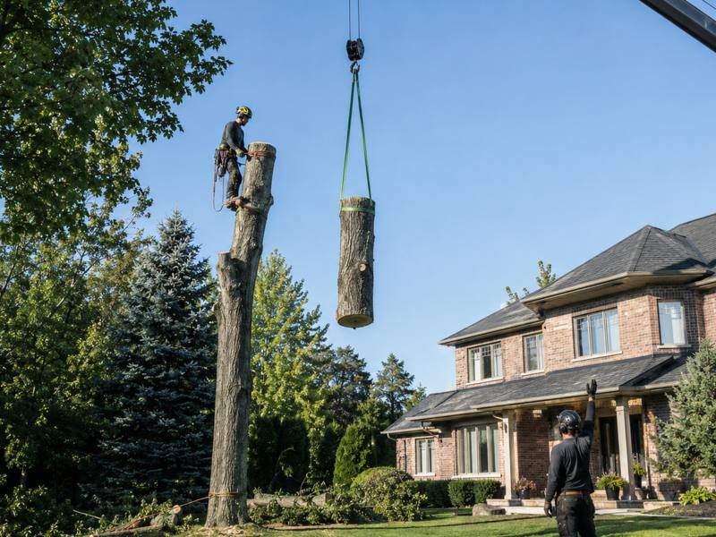 Meadowvale Tree Service crew standing beside their work truck